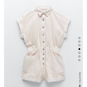 Zara Ecru Denim Jumpsuit Large NWOT